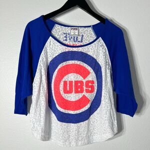 PINK Victorias Secret x 5th Ocean Chicago Cubs Top XS White Y2K Jersey Baseball